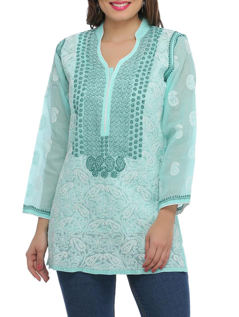 chikankari straight kurti - 15971779 - Zoom Image - 1