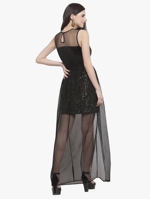 mesh paneled sequined layered dress - 15972026 - Standard Image - 2