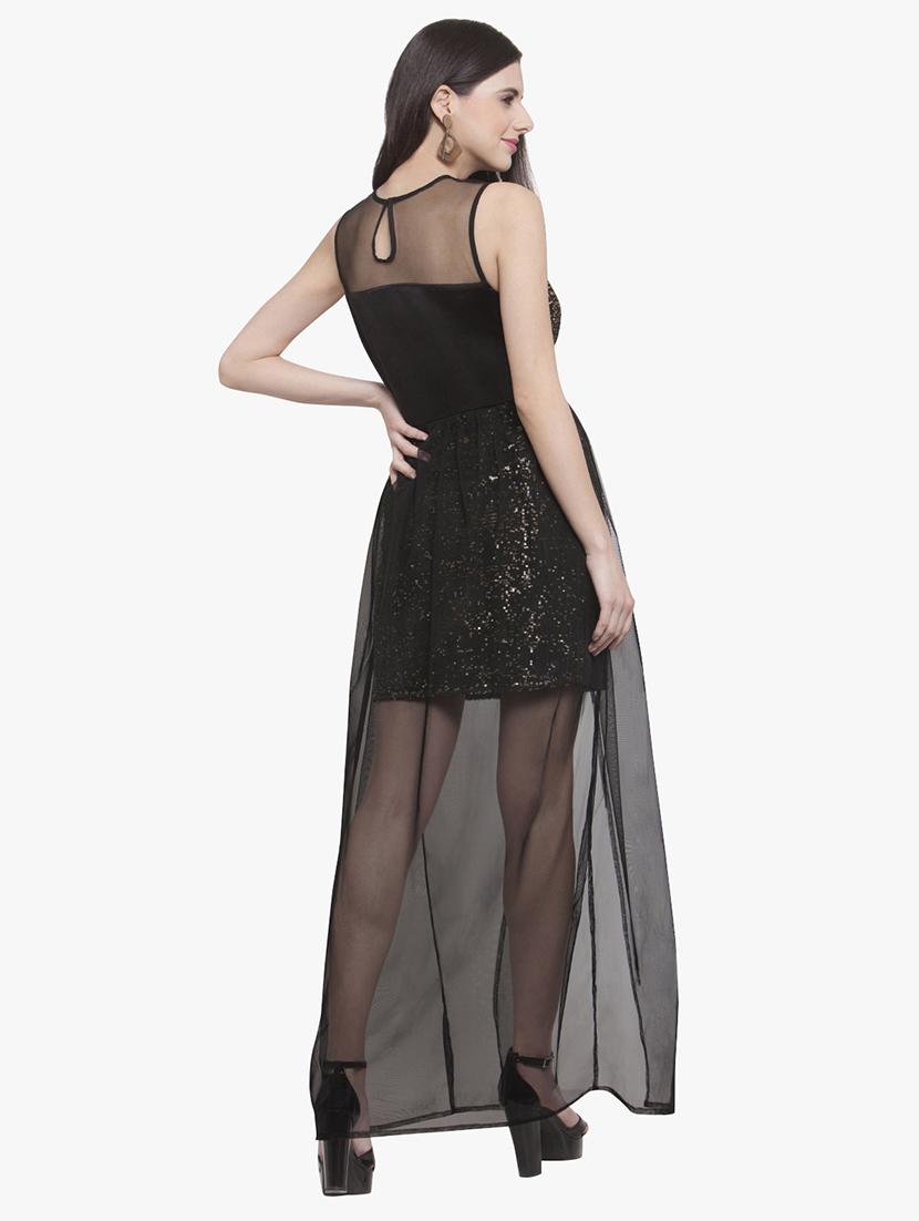 mesh paneled sequined layered dress - 15972026 - Zoom Image - 2