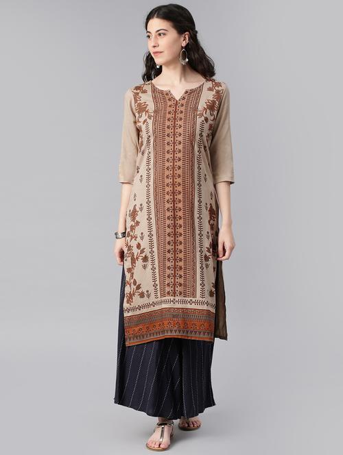 printed straight kurta - 15972098 - Standard Image - 1
