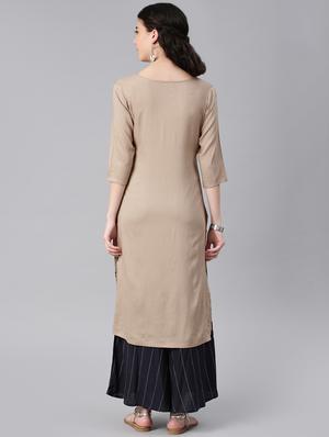 printed straight kurta - 15972098 - Standard Image - 3