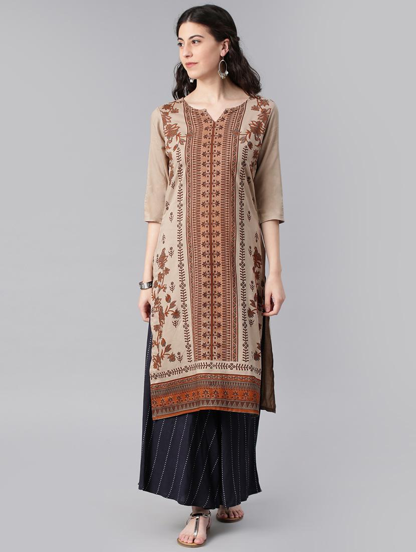 printed straight kurta - 15972098 - Zoom Image - 1