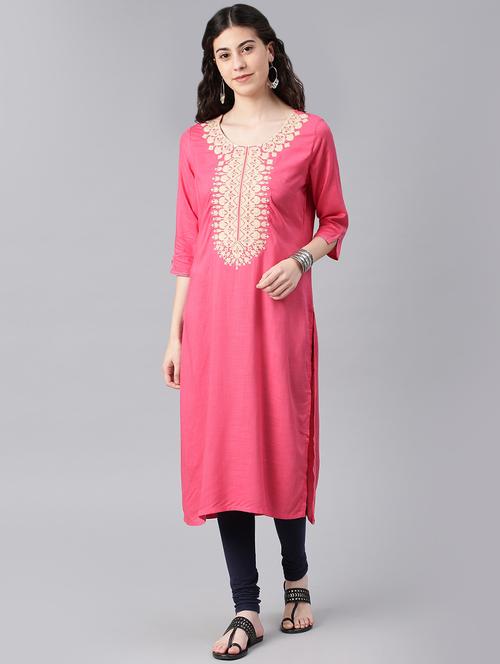 embroidered straight kurta - 15972099 - Standard Image - 1