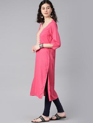 embroidered straight kurta - 15972099 - Standard Image - 2