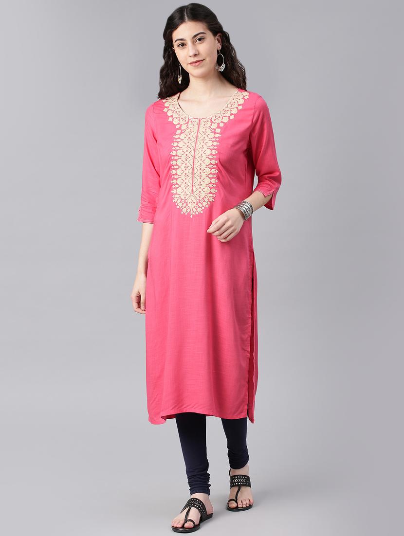 embroidered straight kurta - 15972099 - Zoom Image - 1