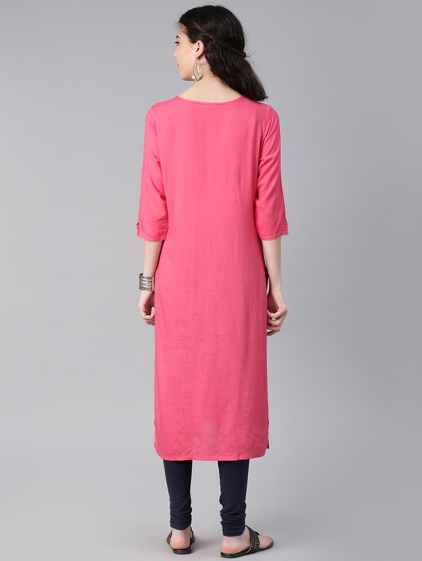embroidered straight kurta - 15972099 - Zoom Image - 3