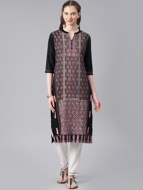 printed straight kurta - 15972102 - Standard Image - 1