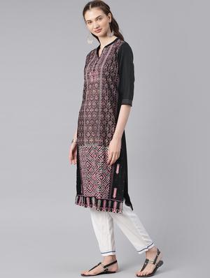 printed straight kurta - 15972102 - Standard Image - 2