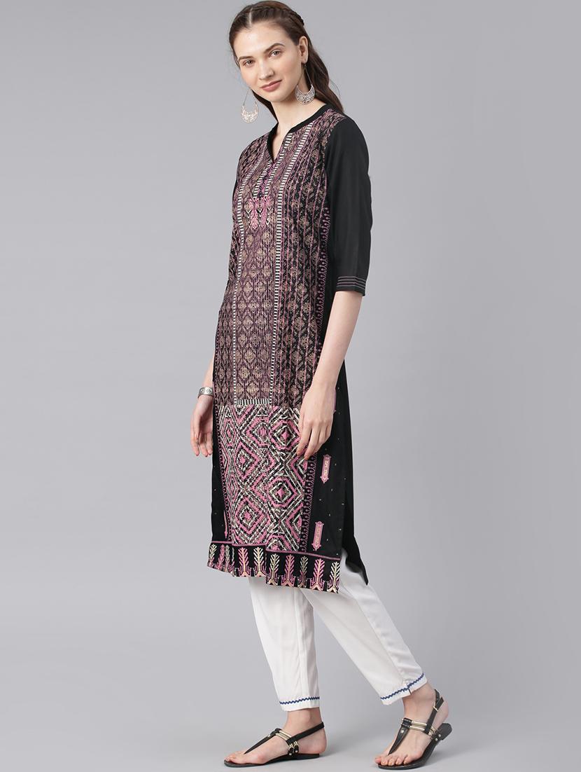 printed straight kurta - 15972102 - Zoom Image - 2