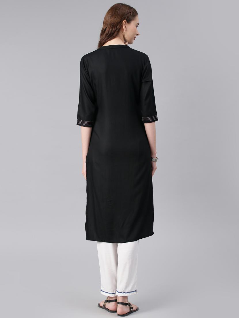 printed straight kurta - 15972102 - Zoom Image - 3