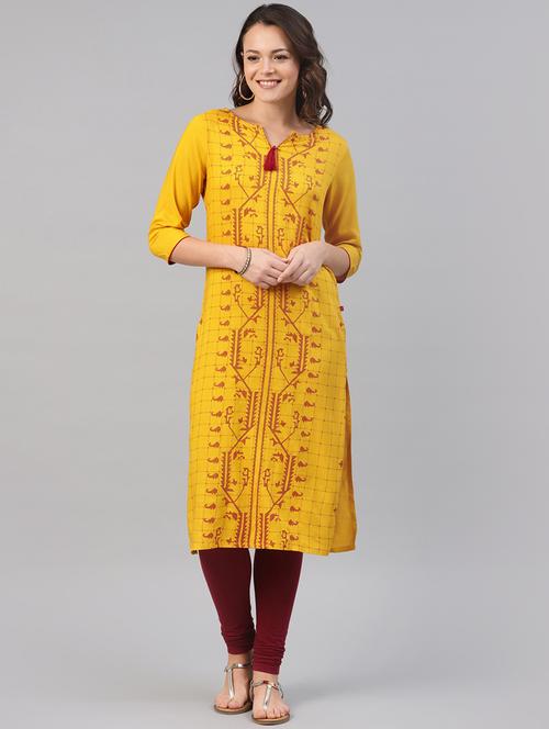 printed straight kurta - 15972105 - Standard Image - 1