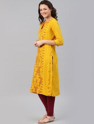 printed straight kurta - 15972105 - Standard Image - 2
