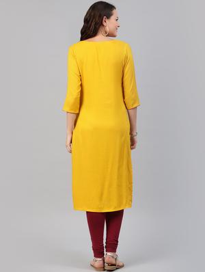 printed straight kurta - 15972105 - Standard Image - 3