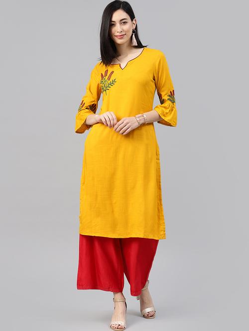 embroidered straight kurta - 15972108 - Standard Image - 1
