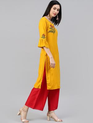 embroidered straight kurta - 15972108 - Standard Image - 2