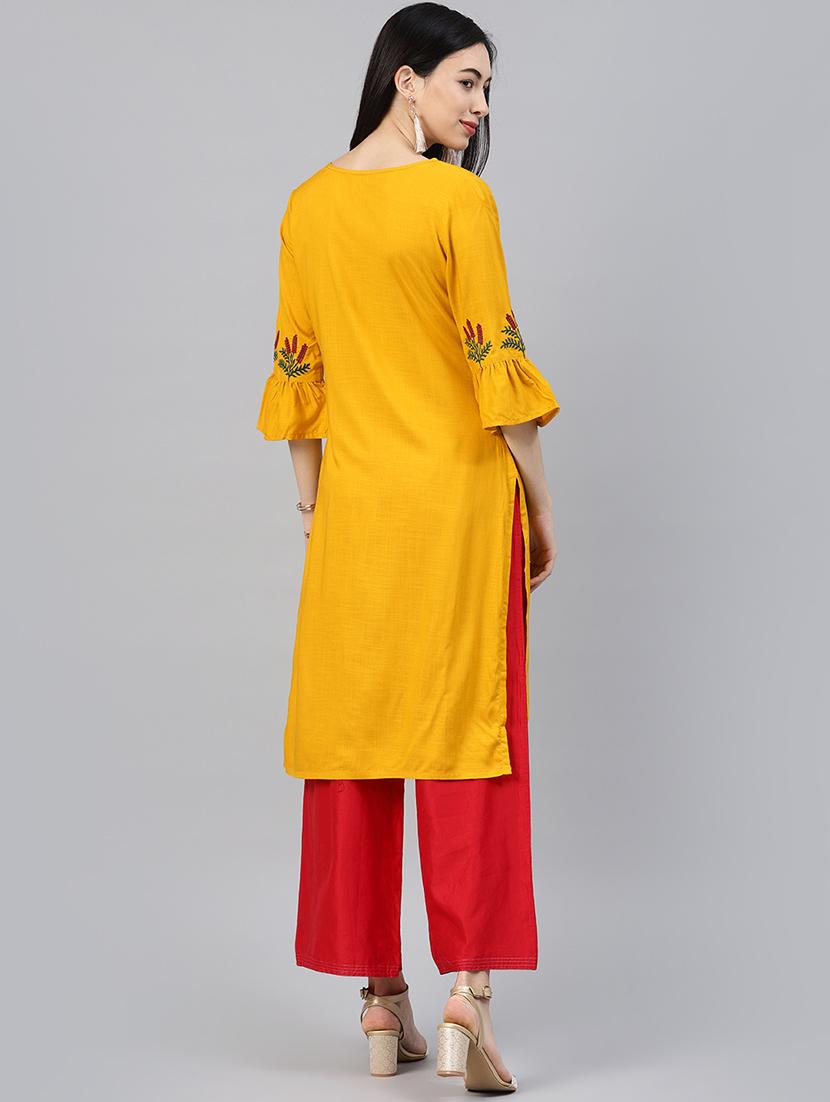 embroidered straight kurta - 15972108 - Zoom Image - 3