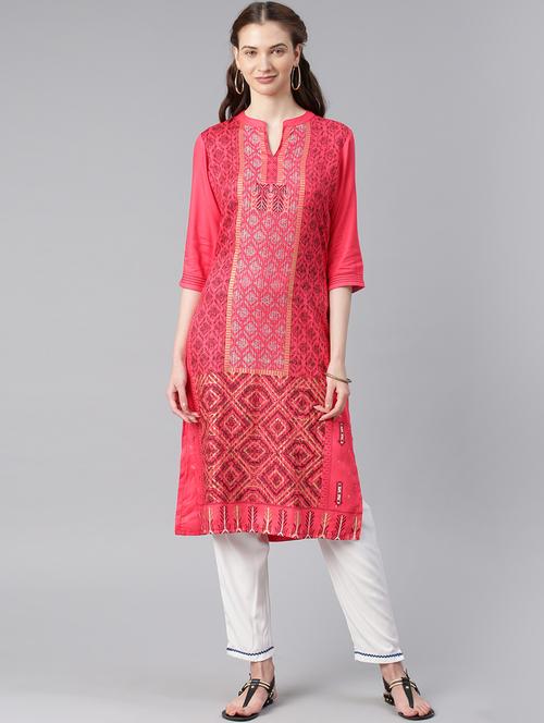 printed straight kurta - 15972112 - Standard Image - 1