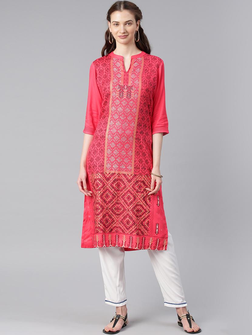 printed straight kurta - 15972112 - Zoom Image - 1
