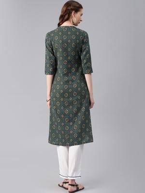 printed straight kurta - 15972117 - Standard Image - 2