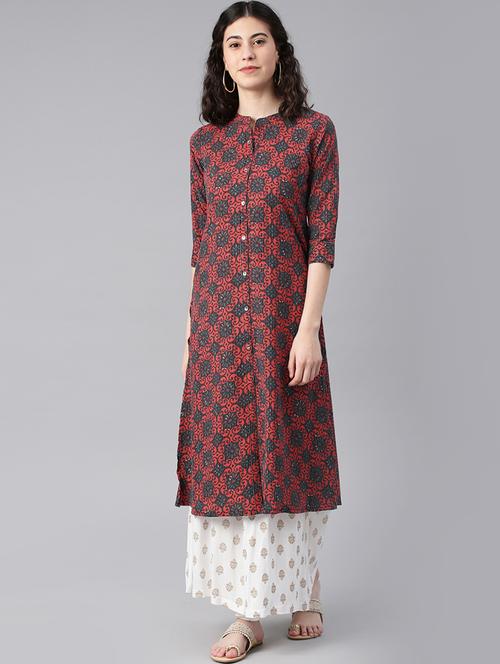 straight printed kurta - 15972121 - Standard Image - 1