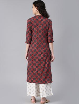 straight printed kurta - 15972121 - Standard Image - 3