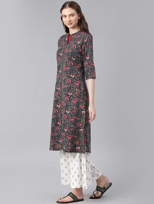 straight printed kurta - 15972122 - Standard Image - 2