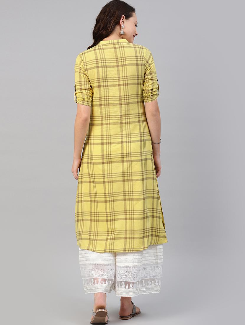 checkered straight kurta - 15972200 - Zoom Image - 3