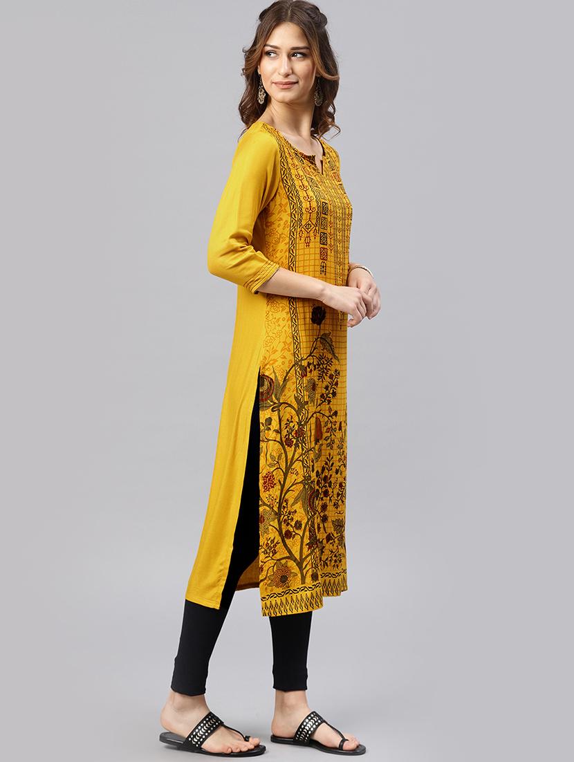 checkered straight kurta - 15972476 - Zoom Image - 2