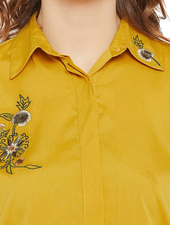 concealed placket embroidered shirt - 15972594 - Zoom Image - 4