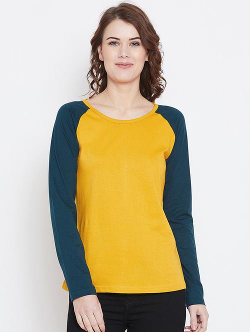 color block raglan sleeved tee - 15972735 - Standard Image - 1