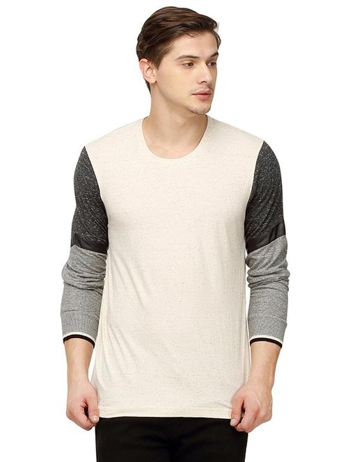 beige color block t-shirt - 15972739 - Standard Image - 1