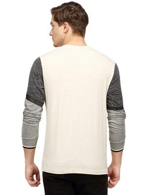 beige color block t-shirt - 15972739 - Standard Image - 3