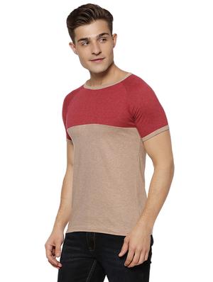 brown color block t-shirt - 15972749 - Standard Image - 2