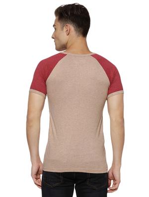 brown color block t-shirt - 15972749 - Standard Image - 3