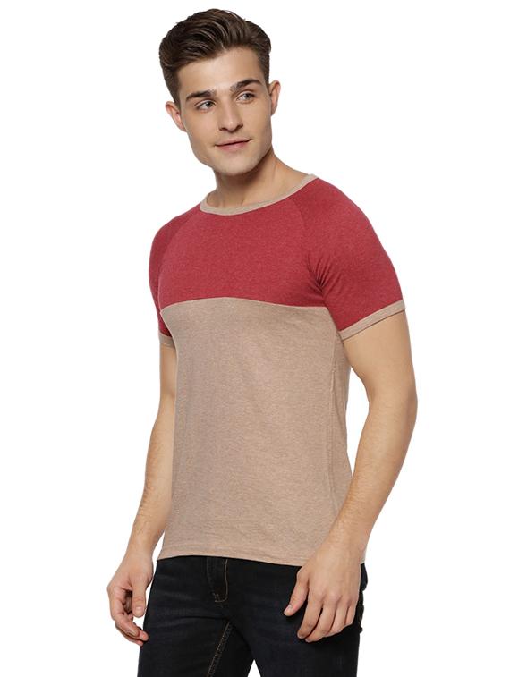 brown color block t-shirt - 15972749 - Zoom Image - 2