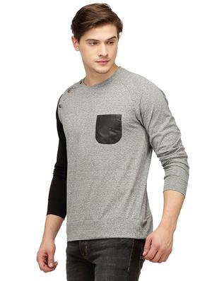 grey color block t-shirt - 15972757 - Standard Image - 2