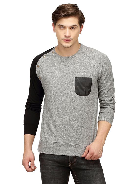 grey color block t-shirt - 15972757 - Zoom Image - 1