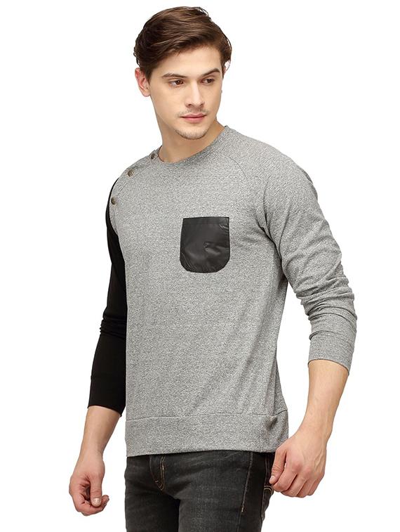 grey color block t-shirt - 15972757 - Zoom Image - 2