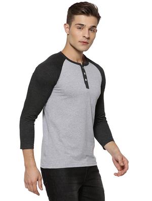 grey color block raglan t-shirt - 15972783 - Standard Image - 2