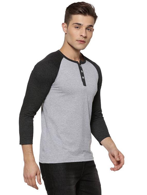 grey color block raglan t-shirt - 15972783 - Zoom Image - 2