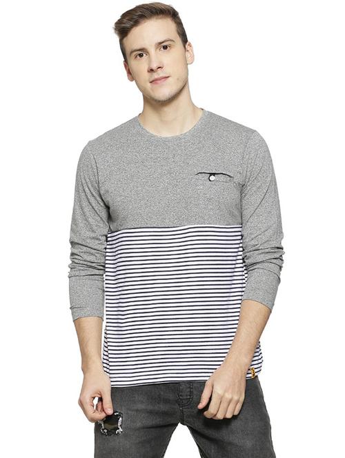 grey striped pocket tshirt - 15972784 - Standard Image - 1
