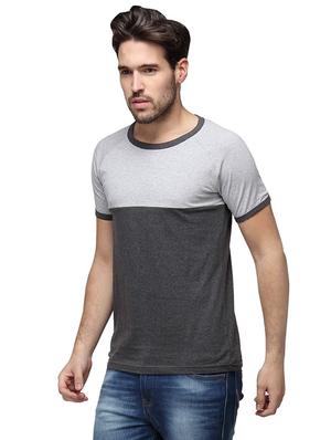 grey color block cut & sew t-shirt - 15972800 - Standard Image - 2
