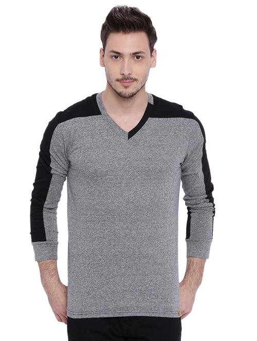 grey color block t-shirt - 15972813 - Standard Image - 1