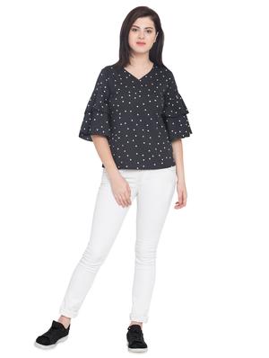 layered bell sleeved polka dots top - 15972851 - Standard Image - 4