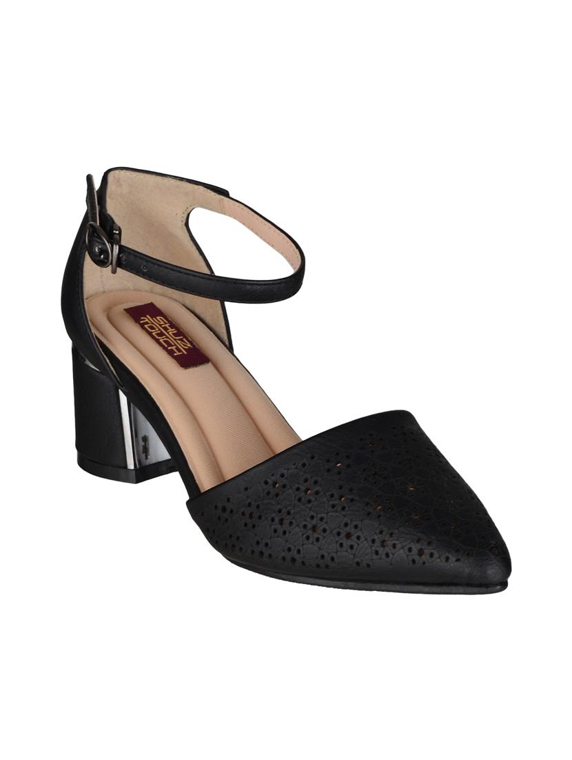 black synthetic ankle strap sandals - 15973355 - Zoom Image - 1