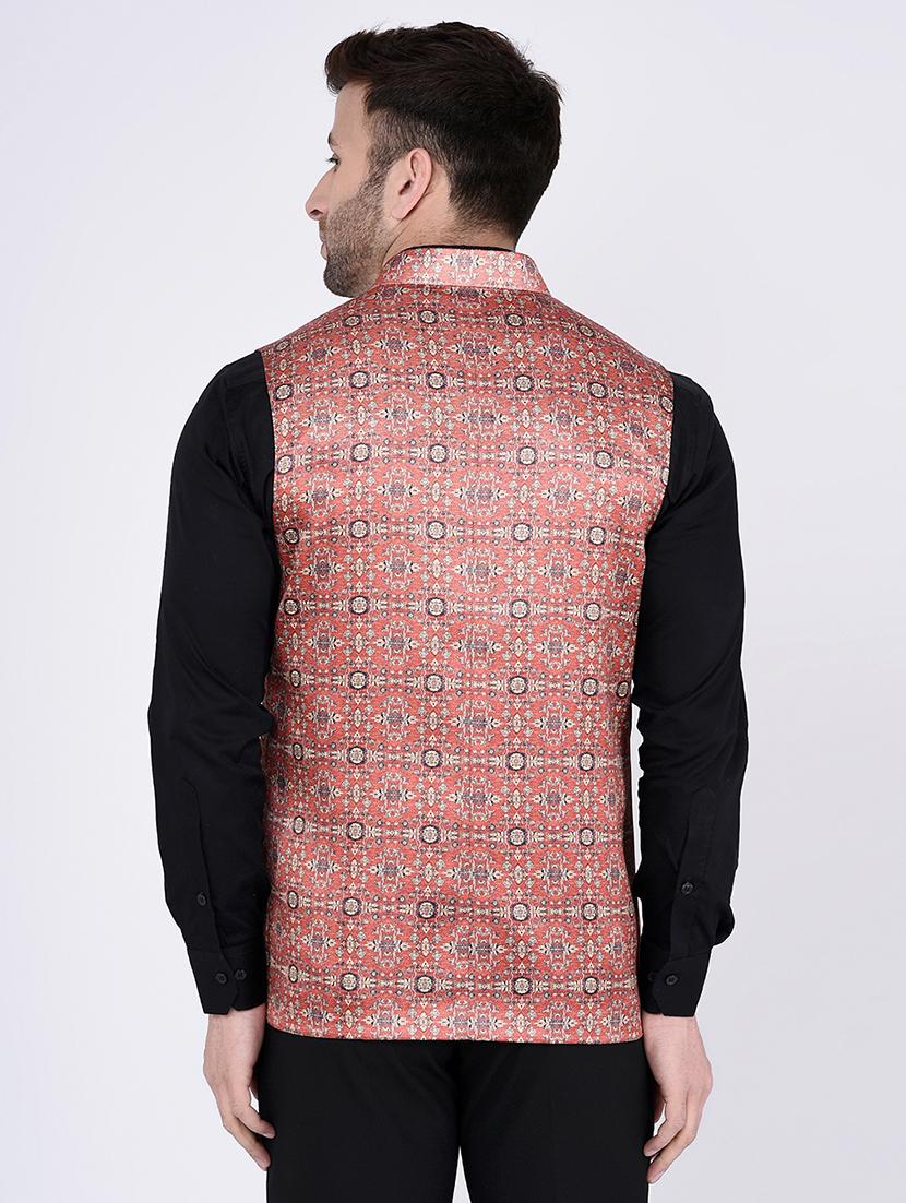 orange printed nehru jacket - 15973464 - Zoom Image - 3