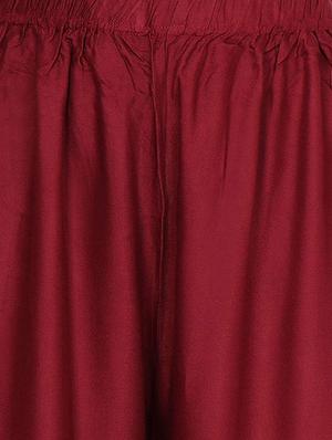 maroon high rise flared palazzo - 15973832 - Standard Image - 4