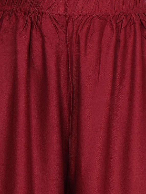 maroon high rise flared palazzo - 15973832 - Zoom Image - 4