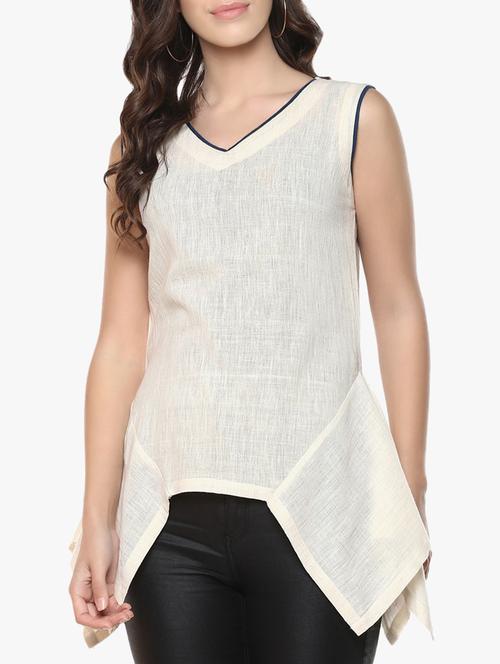 contrast piped asymmetric tunic - 15973984 - Standard Image - 1