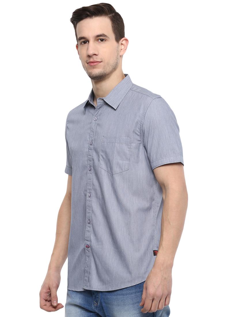 grey solid casual shirt - 15974097 - Zoom Image - 2